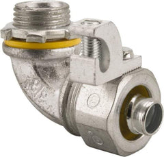 Cooper Crouse-Hinds - 3/8" Trade, Malleable Iron Threaded Angled Liquidtight Conduit Connector - Noninsulated - Exact Industrial Supply