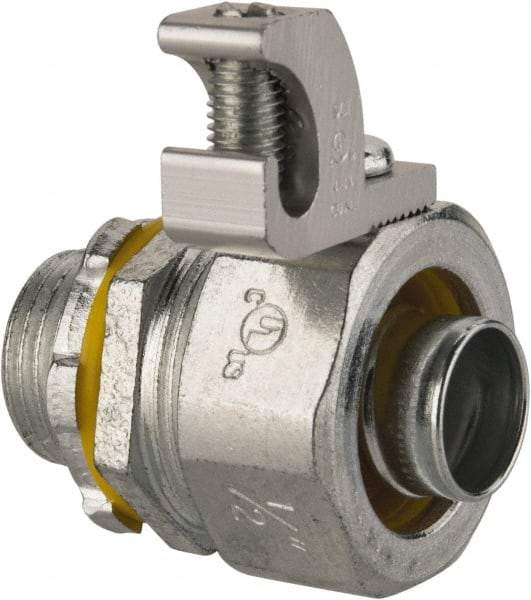 Cooper Crouse-Hinds - 1/2" Trade, Malleable Iron Threaded Straight Liquidtight Conduit Connector - Noninsulated - Exact Industrial Supply