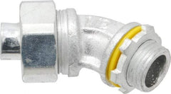 Cooper Crouse-Hinds - 1/2" Trade, Malleable Iron Threaded Angled Liquidtight Conduit Connector - Noninsulated - Exact Industrial Supply