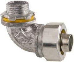 Cooper Crouse-Hinds - 1/2" Trade, Malleable Iron Threaded Angled Liquidtight Conduit Connector - Noninsulated - Exact Industrial Supply