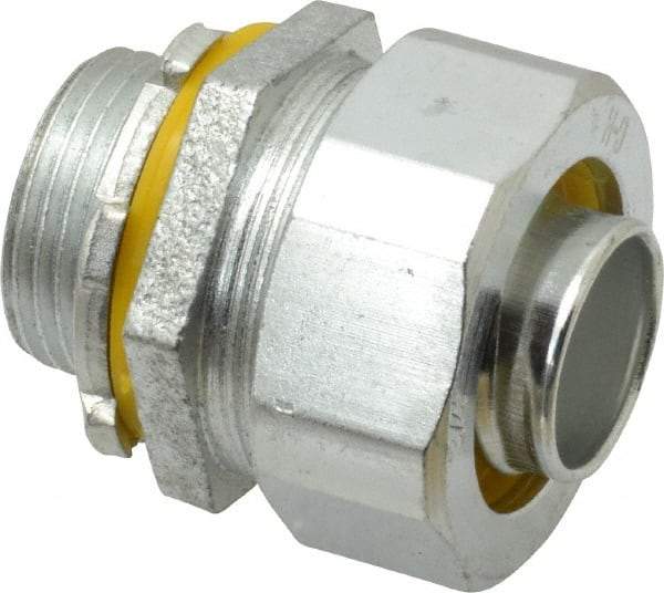 Cooper Crouse-Hinds - 3/4" Trade, Malleable Iron Threaded Straight Liquidtight Conduit Connector - Noninsulated - Exact Industrial Supply