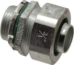 Cooper Crouse-Hinds - 3/4" Trade, Malleable Iron Threaded Straight Liquidtight Conduit Connector - Noninsulated - Exact Industrial Supply