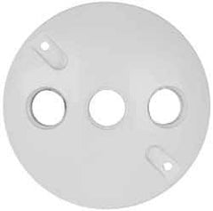 Cooper Crouse-Hinds - 3 Outlet, 1/2" Hole Diam, Powder Coat Finish, Round Noncorrosive Weatherproof Box Cover - 4-1/2" Wide x 9/16" High, Wet Locations, Aluminum, UL Listed - Exact Industrial Supply