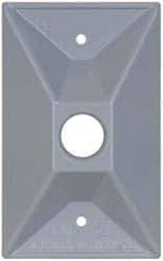 Cooper Crouse-Hinds - 1 Outlet, 1/2" Hole Diam, Powder Coat Finish, Rectangle Noncorrosive Weatherproof Box Cover - 4-1/2" Long x 2-3/4" Wide x 7/8" High, Wet Locations, Aluminum, UL Listed - Exact Industrial Supply