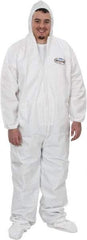 KleenGuard - Size 4XL Film Laminate General Purpose Coveralls - White, Zipper Closure, Elastic Cuffs, with Boots, Serged Seams - Exact Industrial Supply