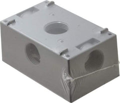 Cooper Crouse-Hinds - 1 Gang, (5) 3/4" Knockouts, Aluminum Rectangle Outlet Box - 4-9/16" Overall Height x 2-7/8" Overall Width x 2" Overall Depth, Weather Resistant - Exact Industrial Supply