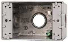Cooper Crouse-Hinds - 1 Gang, (3) 3/4" Knockouts, Aluminum Rectangle Outlet Box - 4-1/4" Overall Height x 2-7/8" Overall Width x 2-21/32" Overall Depth, Weather Resistant - Exact Industrial Supply