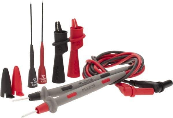 Fluke - Black/Red Electrical Test Equipment Leads Set - Use with Digital Multimeters - Exact Industrial Supply