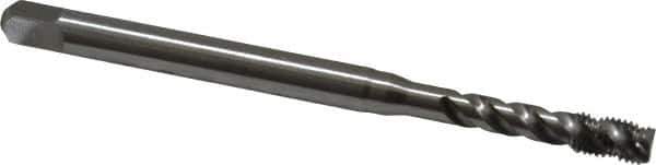 Emuge - #8-36 UNF, 3 Flute, 45° Helix, Bottoming Chamfer, Bright Finish, Cobalt Spiral Flute STI Tap - Right Hand Flute, 3.15" OAL, 0.22" Shank Diam, 0.512" Thread Length, 3B Class of Fit, Series Enorm Z - Exact Industrial Supply