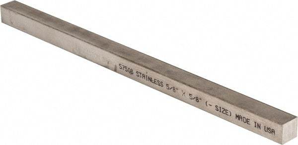 Precision Brand - 12" Long x 5/8" High x 5/8" Wide, Plain Key Stock - Stainless Steel - Exact Industrial Supply