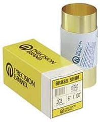 Precision Brand - 100 Inch Long x 6 Inch Wide x 0.007 Inch Thick, Roll Shim Stock - Brass - Exact Industrial Supply