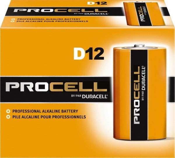 Duracell - Size D, Alkaline, Standard Battery - 1.5 Volts, Button Tab Terminal - Exact Industrial Supply