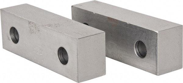 Gibraltar - 6-1/8" Wide x 2" High x 1-1/2" Thick, Flat/No Step Vise Jaw - Soft, Steel, Fixed Jaw, Compatible with 6" Vises - Exact Industrial Supply