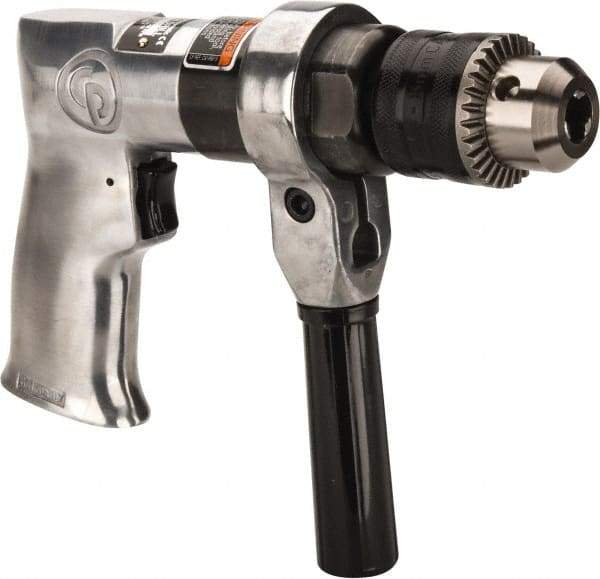 Chicago Pneumatic - 1/2" Keyed Chuck - Pistol Grip Handle, 500 RPM, 1.42 LPS, 3 CFM, 0.5 hp, 90 psi - Exact Industrial Supply
