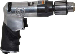 Chicago Pneumatic - 3/8" Reversible Keyed Chuck - Pistol Grip Handle, 4,200 RPM, 3.54 LPS, 7.5 CFM, 0.5 hp, 90 psi - Exact Industrial Supply