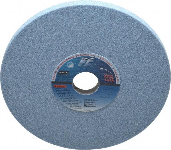 Norton - 8" Diam x 1-1/4" Hole x 1/2" Thick, J Hardness, 46 Grit Surface Grinding Wheel - Ceramic, Type 1, Coarse Grade, 3,600 Max RPM, Vitrified Bond, No Recess - Exact Industrial Supply