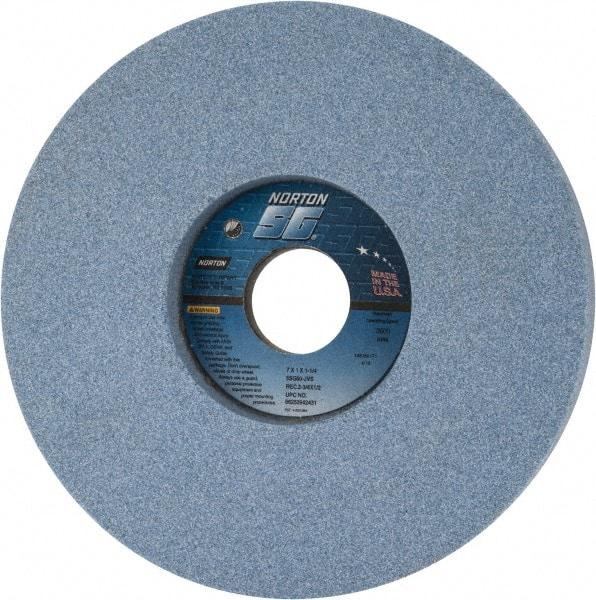 Norton - 7" Diam x 1-1/4" Hole x 1" Thick, J Hardness, 60 Grit Surface Grinding Wheel - Ceramic, Type 5, Medium Grade, 3,600 Max RPM, Vitrified Bond, One-Side Recess - Exact Industrial Supply