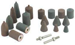 Cratex - 20 Piece Rubber Cone Test Abrasive Point Set - Includes 18 Cones & 2 Cone Mandrels - Exact Industrial Supply