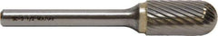 M.A. Ford - 1" Cut Diam, 1/4" Shank Diam, Cylinder with Radius Head Double Cut Burr - Carbide, Radius End, 1" LOC, 3" OAL - Exact Industrial Supply