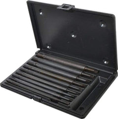 Walton - #0 to 1/2" Tap Extension Set - Alloy Steel, 8" Overall Length, 5/8" Max Outside Diam, 0.219, 0.318, 0.323, 0.367, 0.381, (4) 0.255" Extension Shank Diam, 9 Piece Set - Exact Industrial Supply