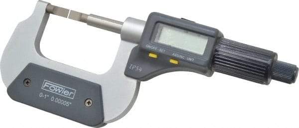 Fowler - 0" to 1" Mechanical Blade Micrometer - 0.0002" Accuracy, 0.001mm Graduation, 0.03" Blade Thickness, Friction Thimble, Digital Counter - Exact Industrial Supply