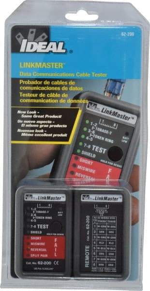 Ideal - STP & UTP Cable Tester - 10BaseT, T568A & T568B Connectors - Exact Industrial Supply