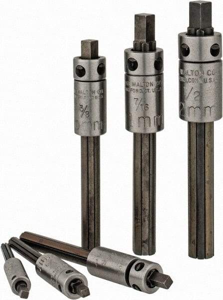 Walton - 3/16 to 1/2" Tap Extractor Set - 4 Flutes, 6 Pieces - Exact Industrial Supply