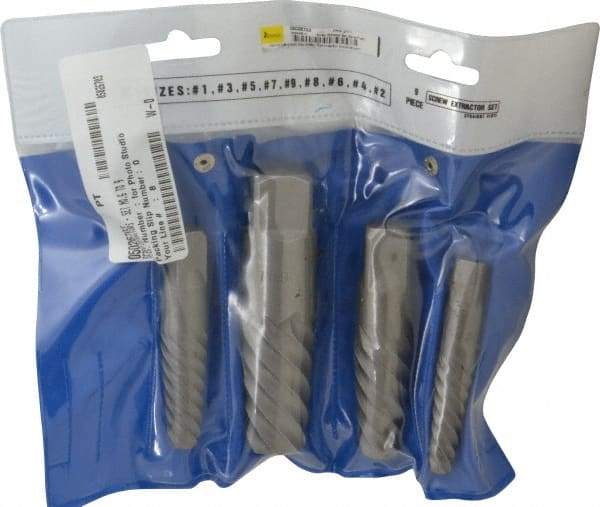 Interstate - 4 Piece Spiral Flute Screw Extractor Set - Screw Range 3/4 to 2-1/8" - Exact Industrial Supply