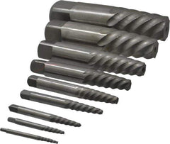 Interstate - 9 Piece Spiral Flute Screw Extractor Set - Screw Range 3/16 to 2-1/8" - Exact Industrial Supply