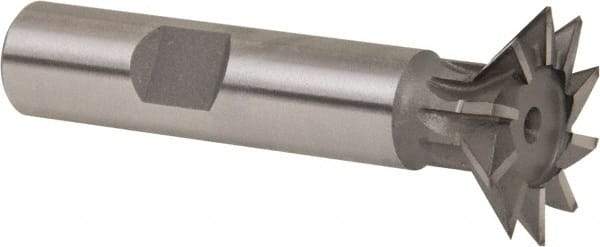 Whitney Tool Co. - 1" Diam x 1/4" Width of Cut, 45° Included Angle, Cobalt Dovetail Cutter - 1/2" Shank Diam, 2-1/2" Shank Length, 2-1/2" Overall Length, Weldon Flat, Uncoated - Exact Industrial Supply