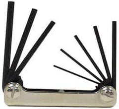 Eklind - 8 Piece Fold-Up Hex Key Set - Hex Range 3/32 to 1/4" - Exact Industrial Supply