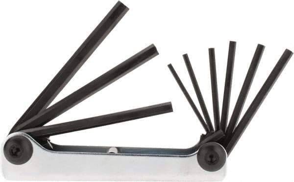 Eklind - 9 Piece Fold-Up Hex Key Set - Hex Range 5/64 to 1/4" - Exact Industrial Supply