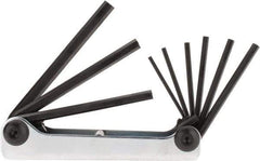 Eklind - 9 Piece Fold-Up Hex Key Set - Hex Range 5/64 to 1/4" - Exact Industrial Supply