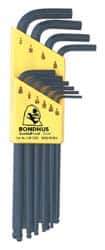 Bondhus - 10 Piece L-Key Ball End Hex Key Set - Hex Range 1/16 to 1/4" - Exact Industrial Supply