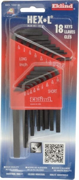 Eklind - 18 Piece L-Key Hex Key Set - Exact Industrial Supply