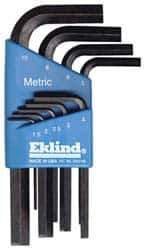 Eklind - 9 Piece L-Key Hex Key Set - Hex Range 1.5 to 10mm - Exact Industrial Supply