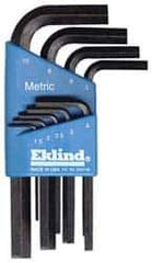 Eklind - 9 Piece L-Key Hex Key Set - Hex Range 1.5 to 10mm - Exact Industrial Supply
