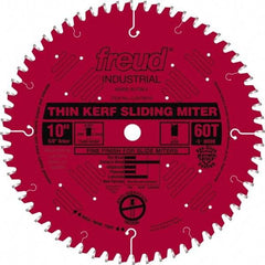 Freud - 10" Diam, 5/8" Arbor Hole Diam, 60 Tooth Wet & Dry Cut Saw Blade - Carbide-Tipped, Standard Round Arbor - Exact Industrial Supply