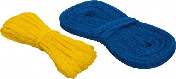 Huot - 50 Ft Long, Stretchable, Protection Mesh Sleeving - Yellow & Blue, 1/4 to 1/2 & 1/2 to 1" OD - Exact Industrial Supply
