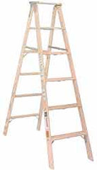 Made in USA - 8 Ft. High, Type I Rating, Wood Step Ladder - Exact Industrial Supply