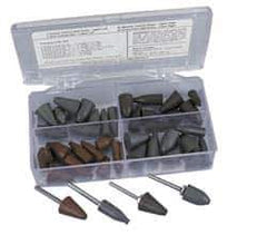 Cratex - 44 Piece Rubber Point & Mandrel Set - Includes 40 Points & 4 Mandrels - Exact Industrial Supply