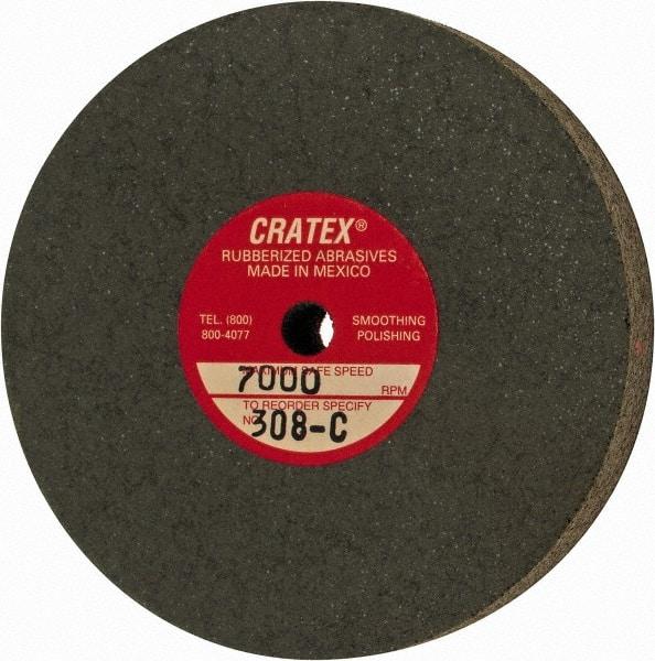 Cratex - 3" Diam x 1/4" Hole x 1/2" Thick, Surface Grinding Wheel - Silicon Carbide, Coarse Grade, 7,000 Max RPM, Rubber Bond, No Recess - Exact Industrial Supply