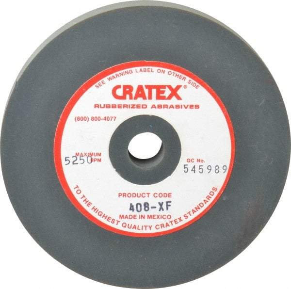 Cratex - 4" Diam x 1/2" Hole x 1/2" Thick, Surface Grinding Wheel - Silicon Carbide, Extra Fine Grade, 5,250 Max RPM, Rubber Bond, No Recess - Exact Industrial Supply