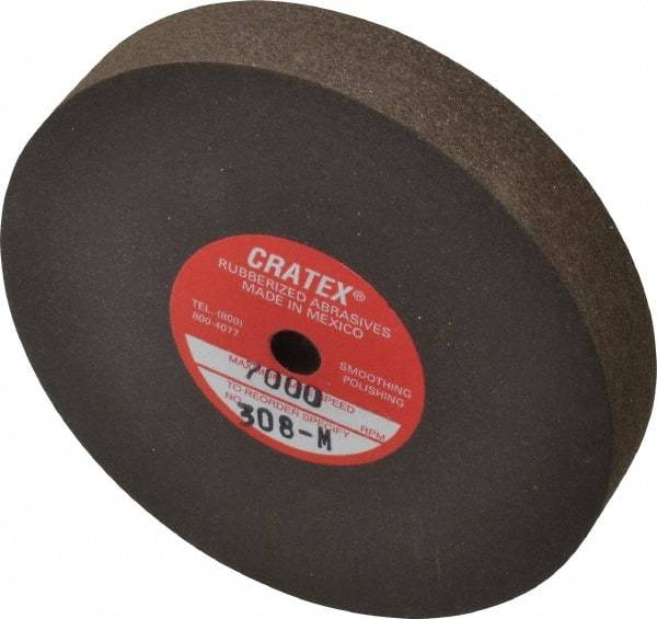 Cratex - 3" Diam x 1/4" Hole x 1/2" Thick, Surface Grinding Wheel - Silicon Carbide, Medium Grade, 7,000 Max RPM, Rubber Bond, No Recess - Exact Industrial Supply