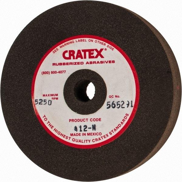 Cratex - 4" Diam x 1/2" Hole x 3/4" Thick, Surface Grinding Wheel - Silicon Carbide, Medium Grade, 5,250 Max RPM, Rubber Bond, No Recess - Exact Industrial Supply