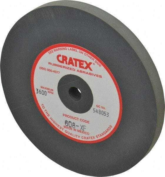 Cratex - 6" Diam x 1/2" Hole x 1/2" Thick, Surface Grinding Wheel - Silicon Carbide, Extra Fine Grade, 3,600 Max RPM, Rubber Bond, No Recess - Exact Industrial Supply