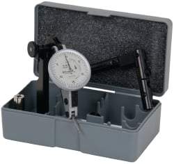 TESA Brown & Sharpe - 6 Piece, 0.05" to 0.06" Measuring Range, 1-1/2" Dial Diam, 0-15-0 Dial Reading, White Dial Test Indicator Kit - 0.0001" Accuracy, 0.65" Contact Point Length, 0.08" Ball Diam, 0.005" Dial Graduation - Exact Industrial Supply