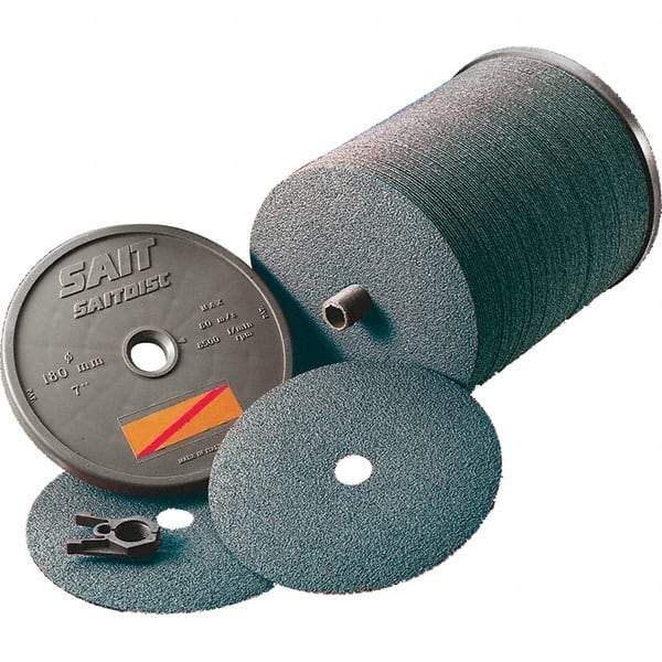 Sait - 4-1/2" Diam 7/8" Hole 60 Grit Fiber Disc - Ceramic, 11,000 Max RPM - Exact Industrial Supply