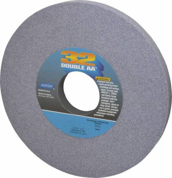 Norton - 12" Diam x 3" Hole x 1" Thick, I Hardness, 46 Grit Surface Grinding Wheel - Aluminum Oxide, Type 1, Coarse Grade, 2,070 Max RPM, Vitrified Bond, No Recess - Exact Industrial Supply