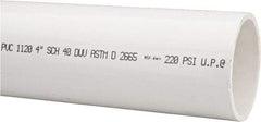 Made in USA - 4" Pipe, 5' Long PVC Unthreaded Plastic Pipe Nipple - 220 Max psi, 4" ID x 4-1/2" OD, Schedule 40, White - Exact Industrial Supply